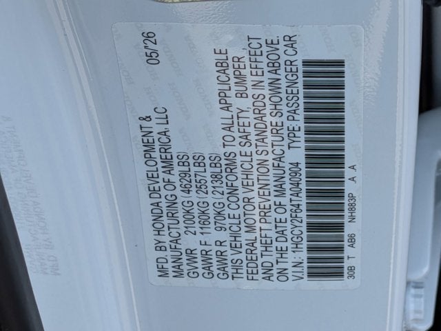 2026 Honda Accord Hybrid EX-L