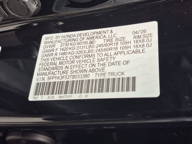 2026 Honda Ridgeline RTL